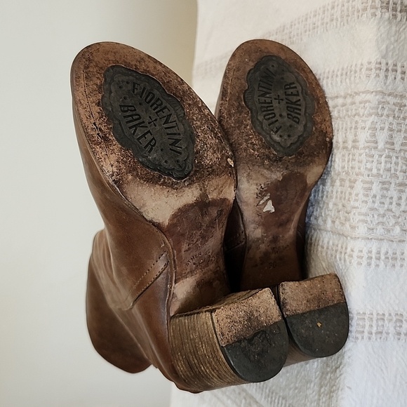 Fiorentini + Baker Brown Leather Chunky Heel Calf Height Boots Women's 36 - Picture 10 of 13